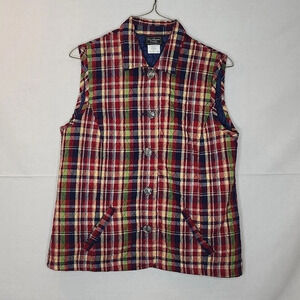 Southern Lady Quilted Vest Button Up Multi-Colored Size Small